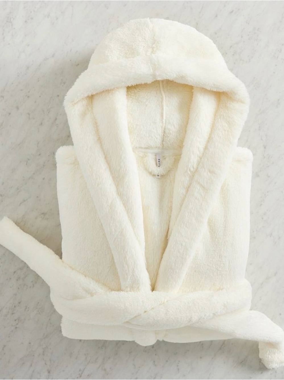 NWOT Pottery Barn Plush Hooded Bath fireside Robe in ivory medium